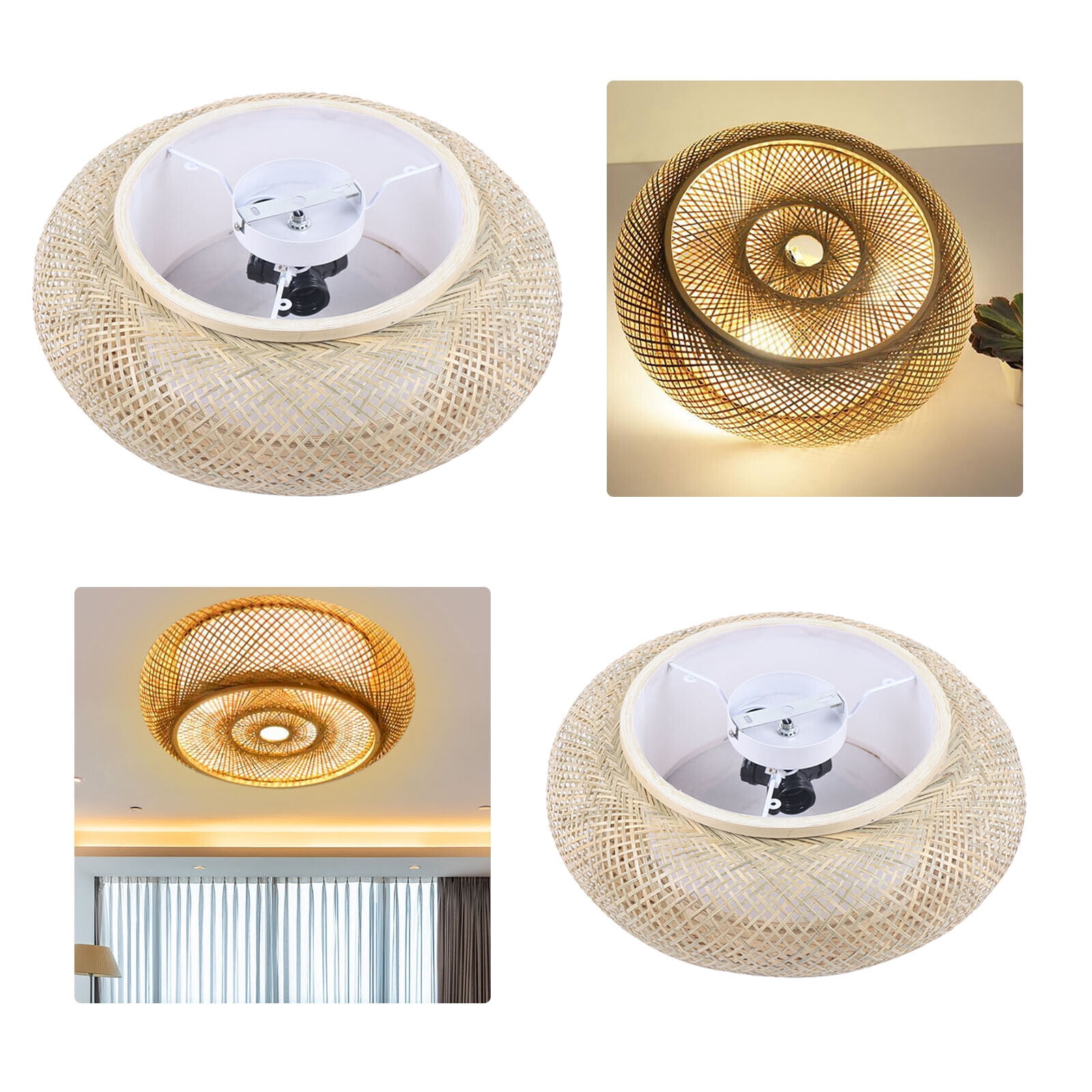 Bamboo Ceiling Light Rustic Bamboo 110V 19.68*6.29in Bamboo Ceiling Light for Both Lighting and Decoration