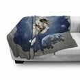 thumbnail image 3 of Galaxy Soft Flannel Fleece Throw Blanket, Grunge Astronaut and Planet Earth with Geometric Digital Art Watercolor Print, Cozy Plush for Indoor and Outdoor Use, 60" x 80", Blue Grey, by Ambesonne, 3 of 6