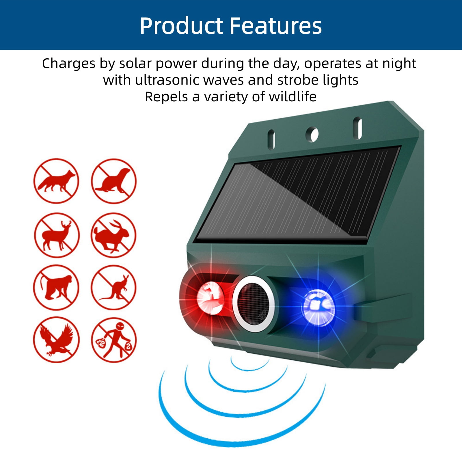 JahyElec Solar Nocturnal Animal Repeller,4Pack Deer Repeller Devices with Red and blue light Cat Skunk Repellent for Yard Waterproof Wild Nocturnal Animals, Wolf Hawk Coyote Fox Raccoon Snake Rabbit