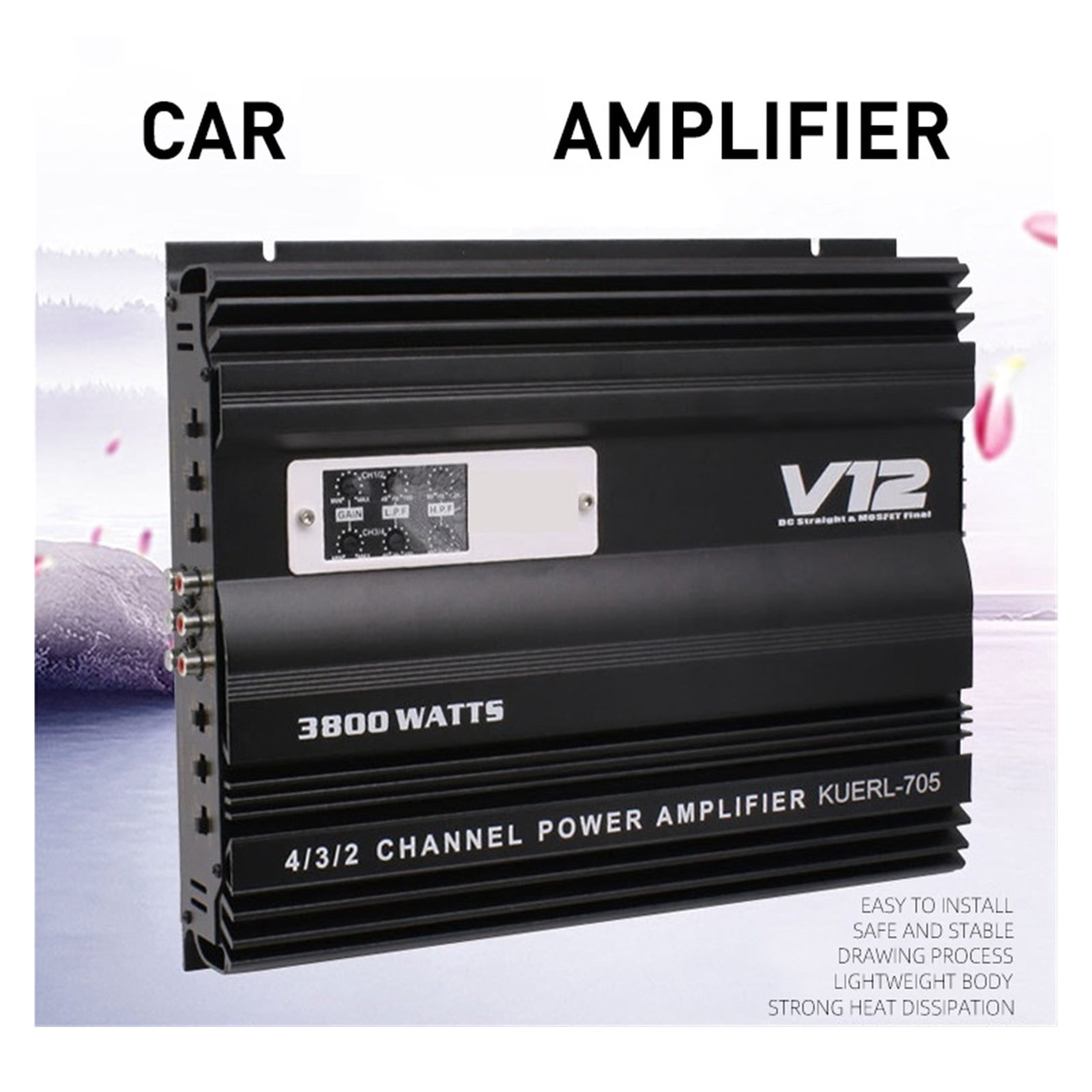 80W*4 12V Car Amplifier MAX 3800W Professional High Power Classs AB Car Amplifier 4 Channel ,Bass & Treble Control