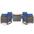 thumbnail image 2 of PARKWELL 5 Piece Patio Fire Pit Sets,All-Weather Conversation Set with 4 Wicker Lounge Chairs and 41" Fire Pit Table,Outdoor Patio Seating Furniture Set for Backyard Gatherings, Gray/Navy, 2 of 10