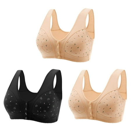 Black of Friday Deals!Clearance Staron 3PC Bras for Older Women Comfort No Underwire Bra Wireless Comfortable Bra Stretch Push up Bras Daily Underwear Bra
