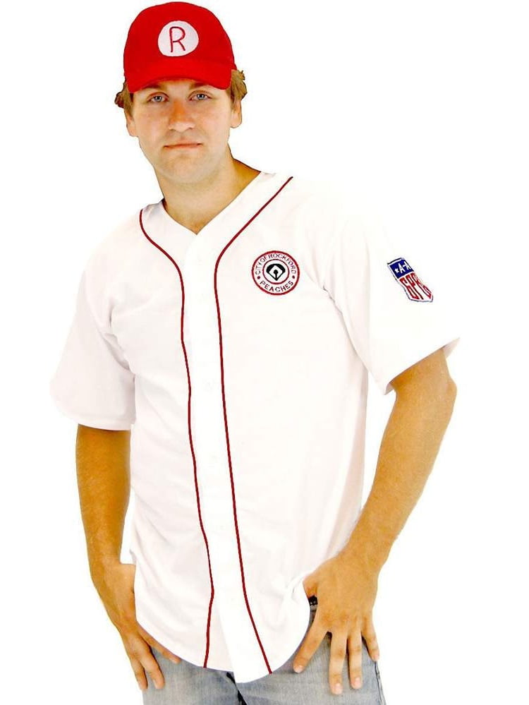Men's Rockford Peaches AAGPBL Baseball Costume Jersey and Hat, Wal-mar...