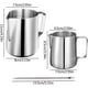 thumbnail image 2 of Jarra de leche de acero inoxidable de 2 piezas para café Barista Jarra de acero inoxidable de 350 ml y 600 ml con 2 marcas de medida y bolígrafo para arte con leche para hacer capuchino y espresso, 2 of 7