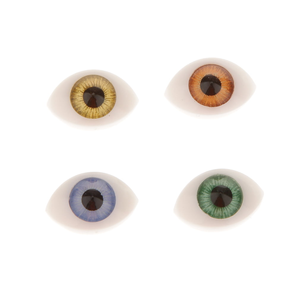 4 Pair Oval Flat Realistic Plastic Eyes for BJD SD Dolls Mask Making 7mm 