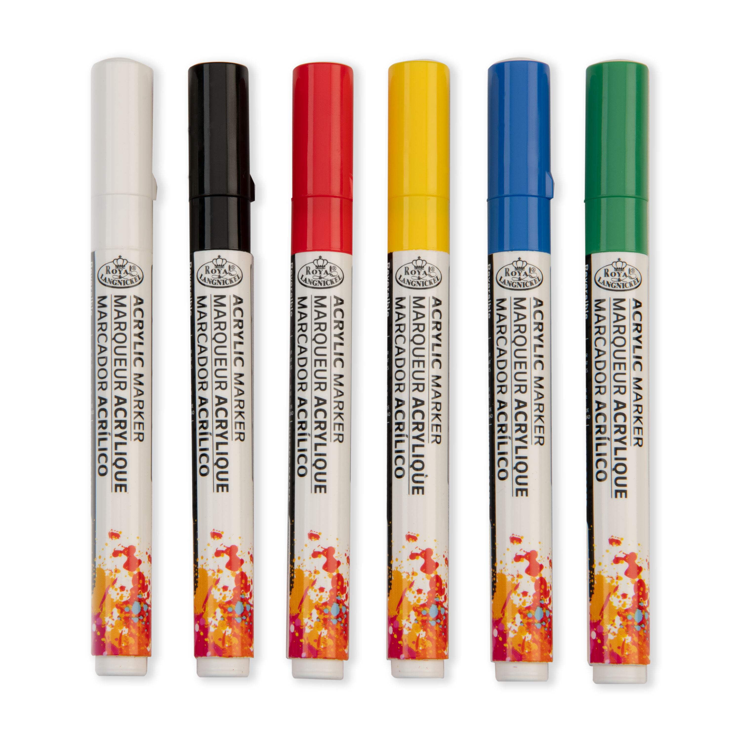 Royal & Langnickel, Acrylic Marker Set, 6 Piece, Reversible Tips