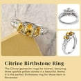 thumbnail image 4 of Citrine Ring 925 Sterling Silver Rings for Women in Platinum Plated Birthstone Gemstone Citrine Jewelry for Women Birthday Christmas Gifts Size - 5, 4 of 7