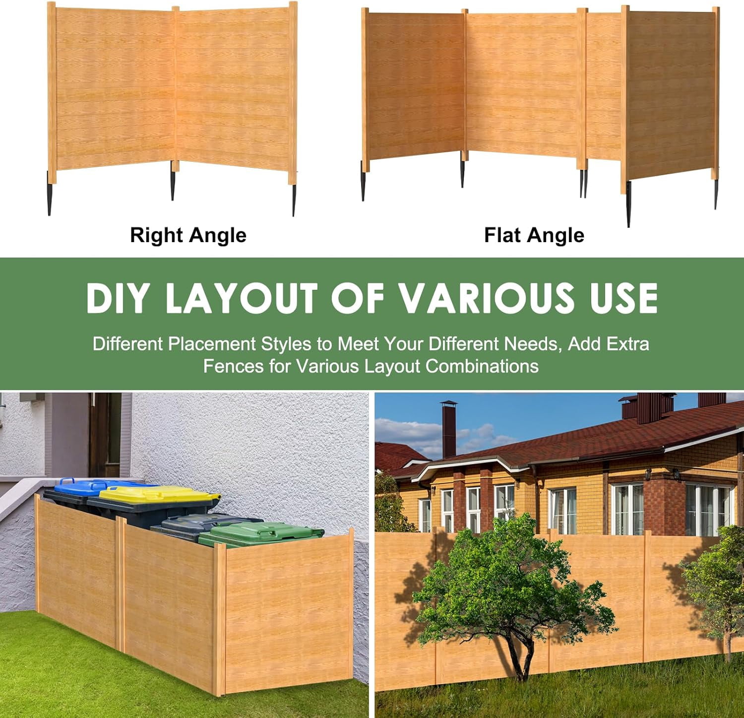 Outdoor Privacy Screen Privacy Fence Panels for Outside, 2 Panels 48"W X 48"H Wood Decorative Fence,Pool Equipment Enclosure, Patio Garden Fence Perfect to Enclose Trash Cans and Air Conditioner