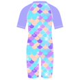 thumbnail image 2 of Traje de baño de una pieza TFJH E UV 50+ Rash Guard para niñas 6A, morado, 2 of 6