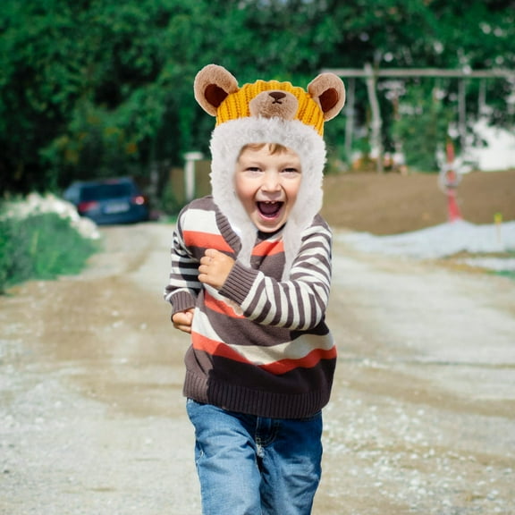 NIAIZEK Elastic Fit Yellow Knit Beanie Hat with Ear Protection for Winter Outdoors