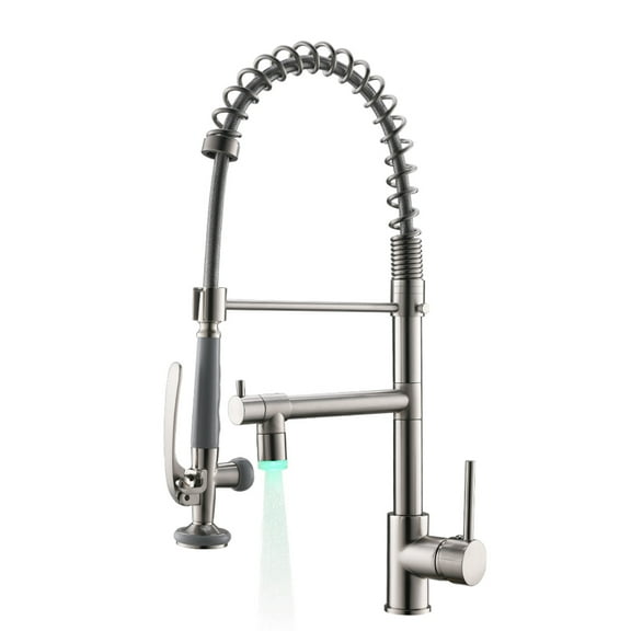 CoSoTower Commercial Kitchen Faucet Pull Down Sprayer Brushed Nickel,Single Handle Kitchen Sink Faucet