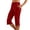 Red, variant on Capri Pants for Women Summer Solid Slim Trousers Pocket Side Slit 7/8 Length Casual Womens Pants Black L