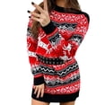 thumbnail image 1 of CEHVOM Femmes Noël Wapiti à Col Rond Pull à Manches Longues Robe Longue, 1 of 6