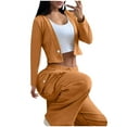 thumbnail image 5 of Xdegoge Lounge Wear for Women 2 Piece Full Zip Long Sleeve Hoodies Cropped Cardigan Jacket Outfits Oversized Wide Leg Pants with Pockets Tracksuit Sets, 5 of 7