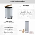 thumbnail image 6 of Light Blue Bathroom Set with Bamboo Lid - Matte Metal Trash Can and Toilet Brush, 6 of 8