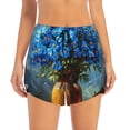 thumbnail image 2 of Gukieu Mountain Blue Flowers Vase Print Women's Sports Shorts with Drawstring Elastic Waistband for Running, Yoga, Fitness-XX-Large, 2 of 7