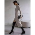 thumbnail image 6 of Women'S Wool Blend Side Slit Sweater Dresses Fall Business Casual Outfits Light Gray M, 6 of 7