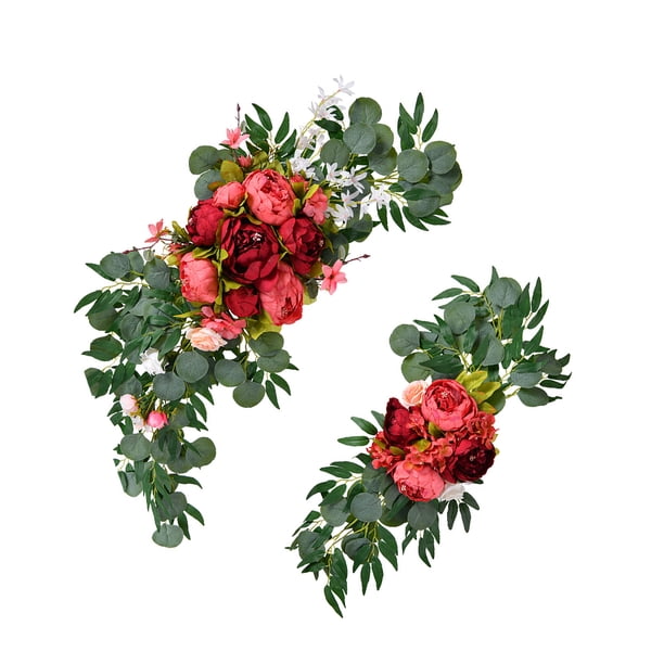 Kit de flores artificiales Inteprter Guirnaldas de boda Ramos de peonía Decoración de puerta 80cm