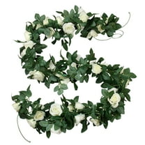 Valentine's Day Artificial Flower Vines 78.7in Fake Leaf Garland Wedding Arch Decor Outdoor Indoor Plastic Silk Simulation (White)​