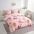 thumbnail image 3 of Feelyou Kawaii Santa Claus Bedding Comforter Set 7pcs for Child, Pink Christmas Stars Queen Bedding Sets, Happy New Year Reversible Queen Sheet Sets, Super Cozy Room Decor, 3 of 7