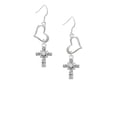 thumbnail image 2 of Delight Jewelry Silvertone Scroll Cross with Clear Crystal Open Heart French Earrings, 2 of 4