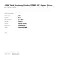 thumbnail image 2 of 2013 Ford Mustang Shelby GT500 19" Hyper Silver OEM Factory Wheel Rim BR3Z1007K, 2 of 2