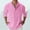Pink, variant on Linen Shirt Men Long Sleeve Band Collar Relaxed Fit Lightweight Plain Spring Summer Beach Shirt