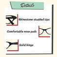 thumbnail image 7 of Hip Hop 50's Shop Womens Cat Eye Rhinestone Glasses (Adult Teal), 7 of 7