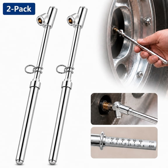 Dual Head Tire Pressure Gauge (2-Pack) - Heavy Duty 10-150 PSI & 1-10 BAR - Professional Truck, Car, SUV, Motorcycle Air Pressure Gauge with Dual Chuck Heads - Accurate, Durable, Easy to Read