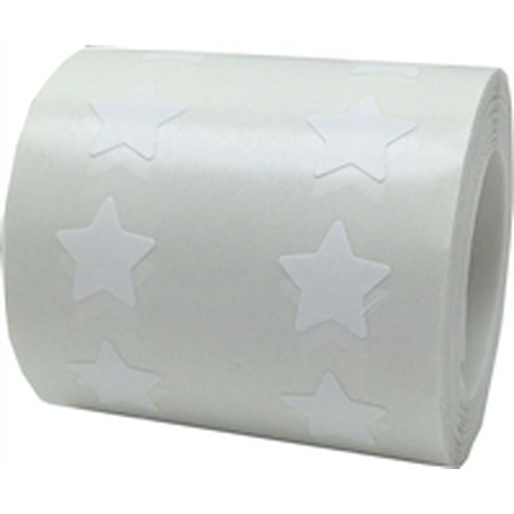 White Star Stickers, 1/2 Inch Wide, 1000 Labels on a Roll