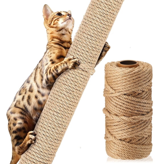 Sisal Rope, 1*3Mm 100M Spool, Cat Scratching Rope For Post Tree Tower Replacement Repair Diy Climbing Frame