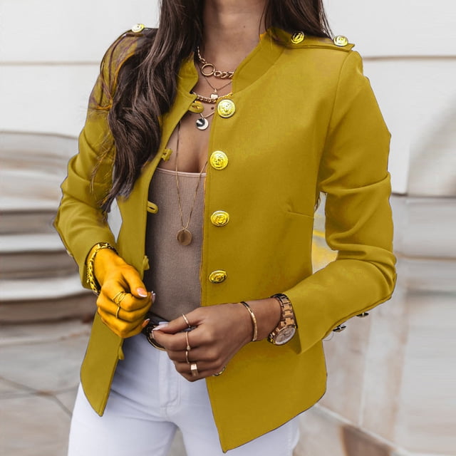 Mikilon Manteau Court à Manches Longues Ajusté pour Femme