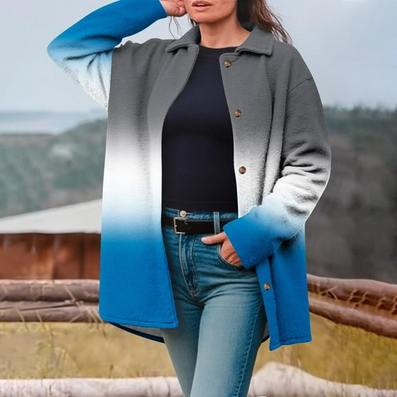 Yteetum Women's Oversize Trench Coat Notch Lapel Winter Thicken Single Breasted Pea Coat Mid Length Wool Blend Coats Womens Casual Turndown Collar Loose Long Sleeve Button Jackets Coats Winter