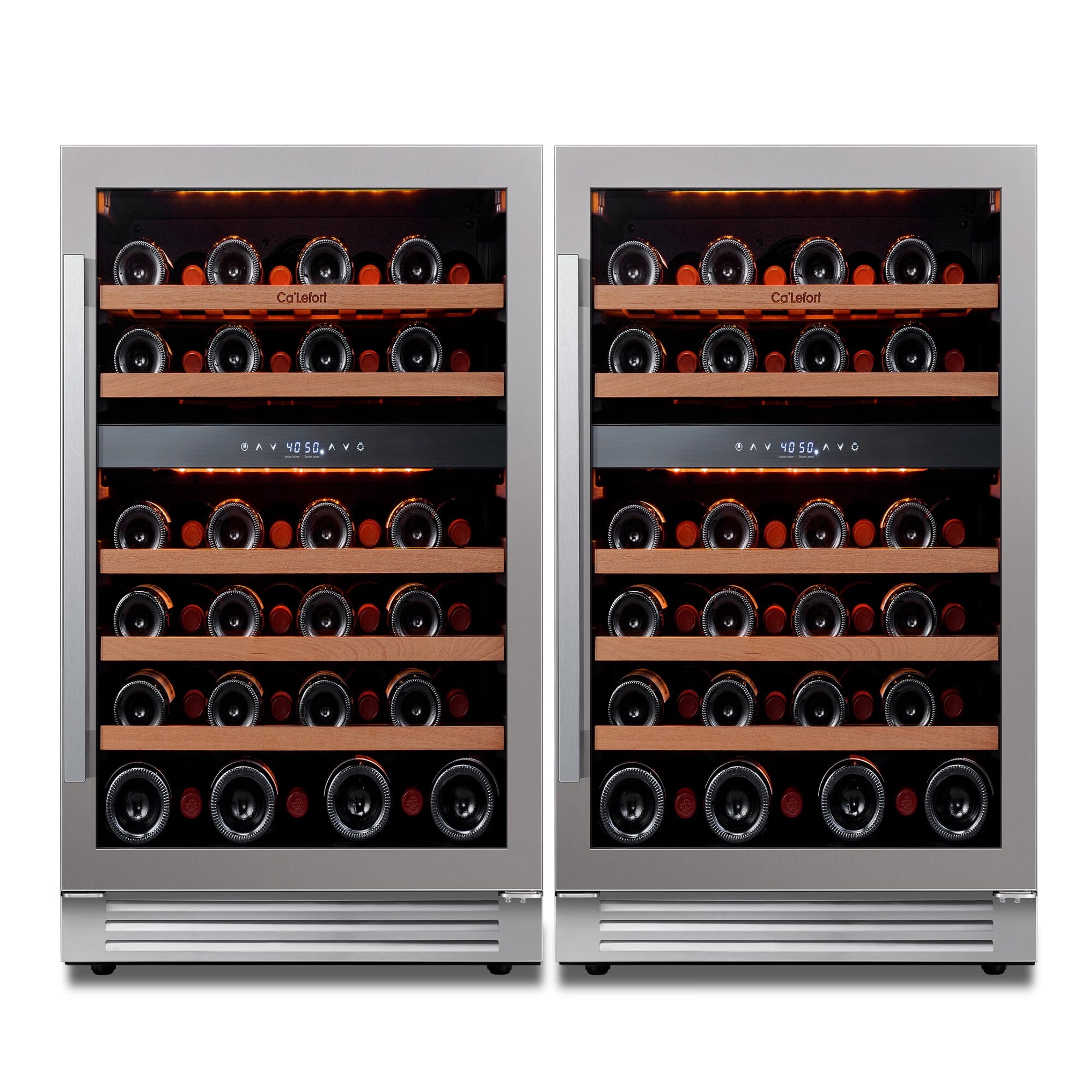 Ca'Lefort Wine Fridge,92 Bottle Dual Zone Wine Cooler Refrigerator,Freestanding & Built-in with Stainless Steel frame for Kitchen Office