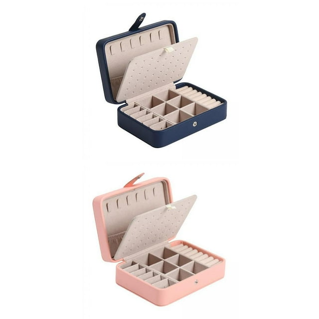 2x Jewelry Box Leather Double Layer Travel Storage Case Organizer Salvador caja de almacenamiento de joyas