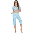 thumbnail image 3 of Valcatch Women's Pajama Set Casual Short Sleeve Top Pants Soft Print Loungewear, 3 of 8