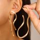 thumbnail image 1 of Simple and unique asymmetric linear earrings retro niche twisted alloy earrings for women Couple jewelry Valentine's Day gift, 1 of 4