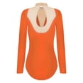 thumbnail image 4 of Zaldita Womens Glittery Gymnastics Latin Dance Leotard Sheer Mesh Keyhole Ballet Bodysuits Top Orange XXL, 4 of 6