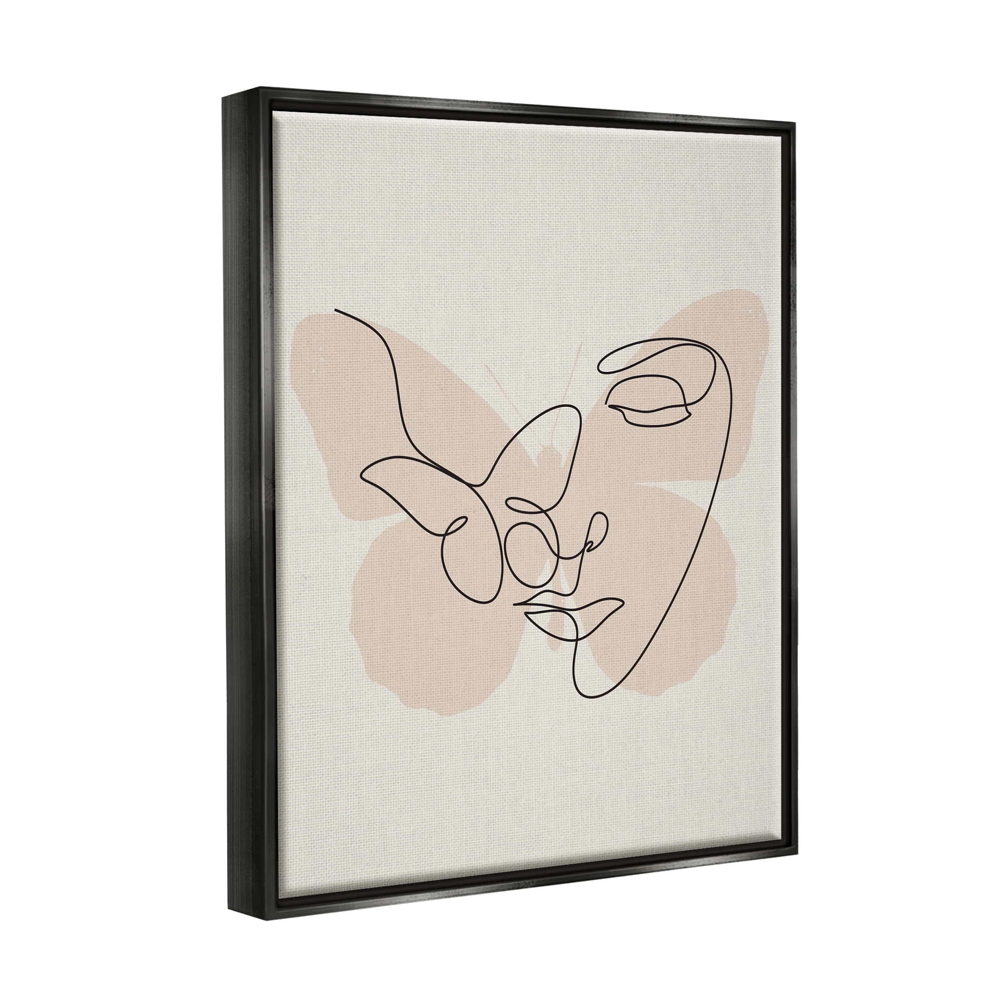 Stupell Industries Butterfly Girl Face Doodle Abstract Painting Black Floater Framed Art Print Wall Art