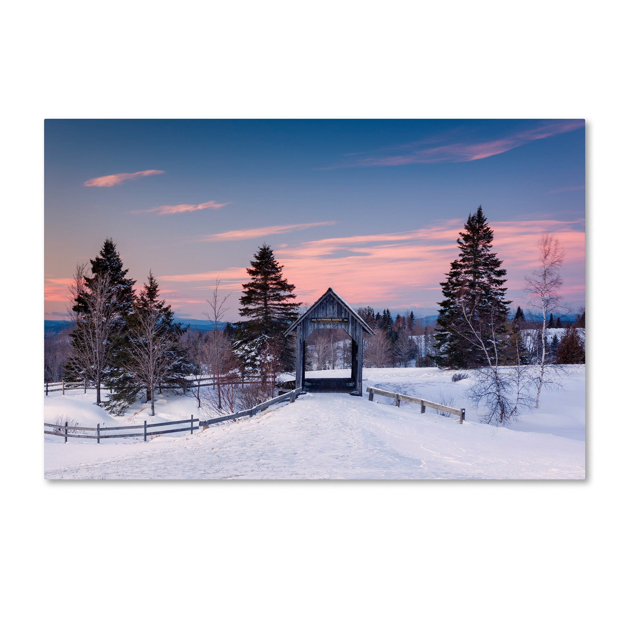 Trademark Fine Art "Snow at the Bridge" Canvas Art by Michael Blanchette Photography