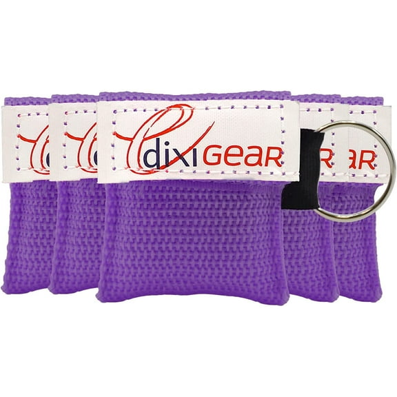 Ever Ready First Aid CPR Mask for Pocket or Key Chain, AED Training, 5 Count - Purple