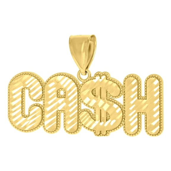 10k 10kt Yellow Gold Mens Dollar Sign Cash Fashion Charm Pendant for Men