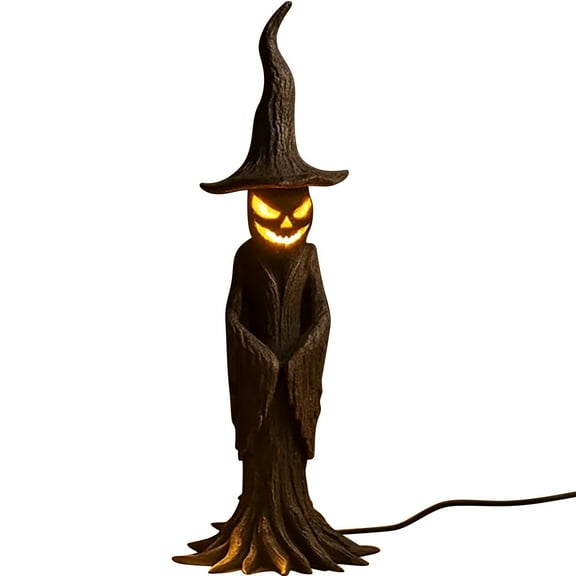 Halloween Tree Stump Witch Statue Party Scene Night Light Decoration Halloween Witch Night Light Material Night Light Halloween Party Party Tabletop Night Light