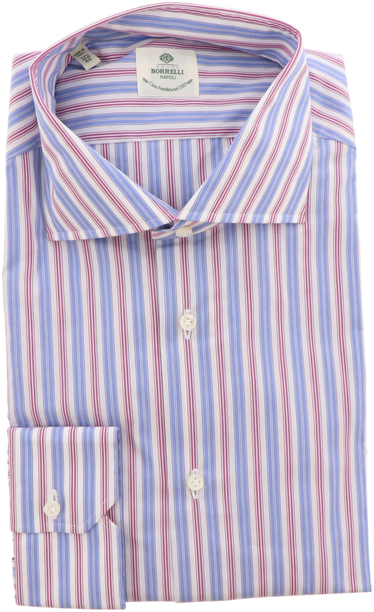 Finamore Napoli Pink Patterned Button Down Linen Slim Fit Dress Shirt Size Large 16.5
