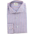 thumbnail image 1 of Borrelli Chemise à Rayures Rouges et Bleues pour Hommes Robe en Lin - 44-17.5 (TG), 1 of 1