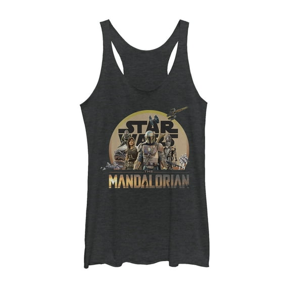 Women's Star Wars: The Mandalorian Character Collage Racerback Tank Top Black Heather Small