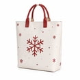 thumbnail image 2 of Christmas Snowflake Tote Bag for Women, Cream Holiday Handbag with Red Handles, Large Festive Everyday Carry Bag with Spacious Interior, 2 of 6