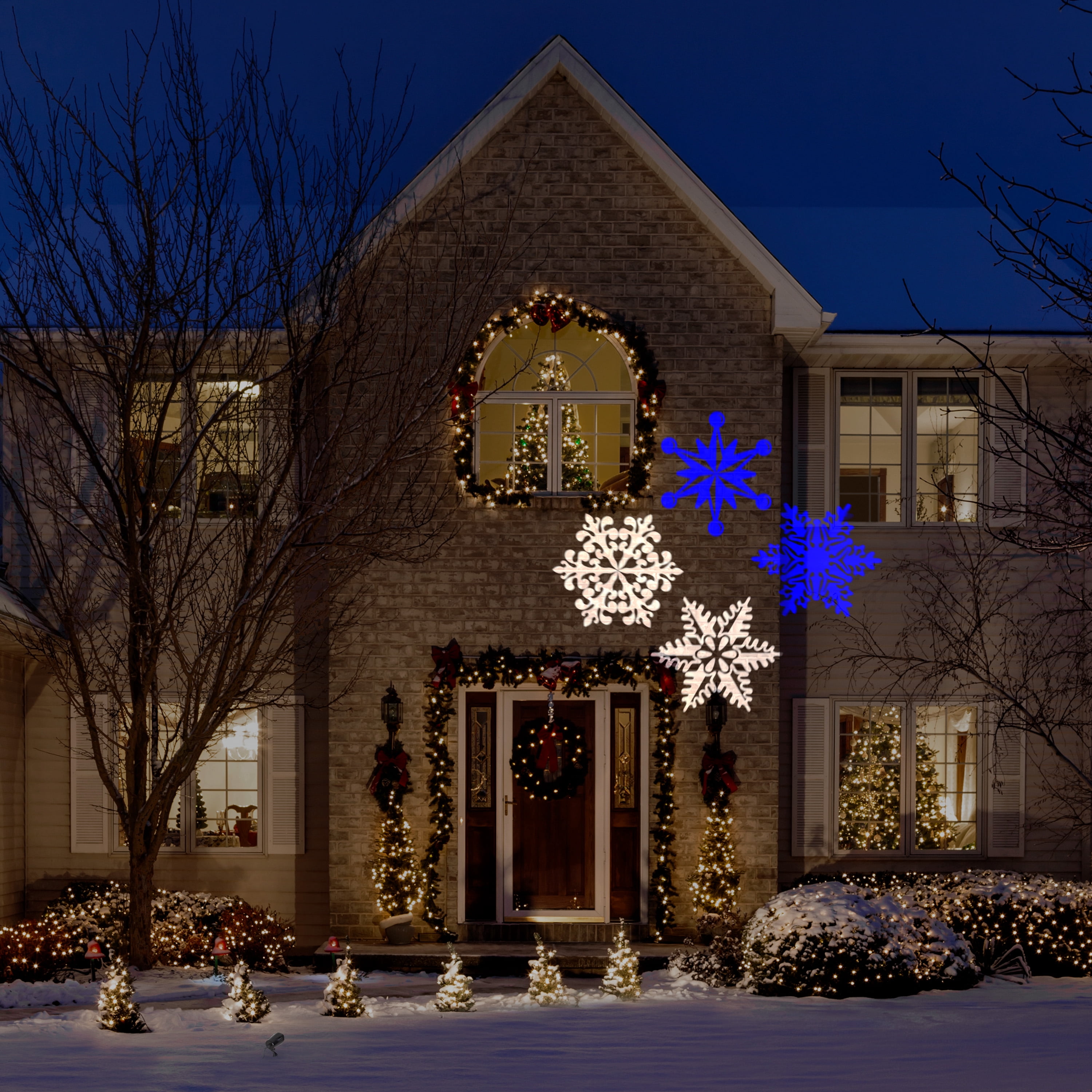 Christmas Lightshow Illuminations Holiday Projector Lights Whirl-a-Motion Ornate Snow Flurry White and Blue