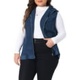 thumbnail image 4 of Agnes Orinda Women's Plus Size Sleeveless Zipper Side Pocket Casual Corduroy Vest Jackets 4X Dark Blue, 4 of 6