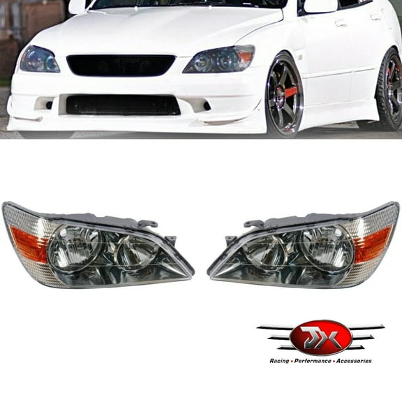 JX RACING Headlights Halogen W/O Bulbs Set Compatible withToyota JDM Altezza GITA SXE10 Lexus IS300 IS200 Non HID